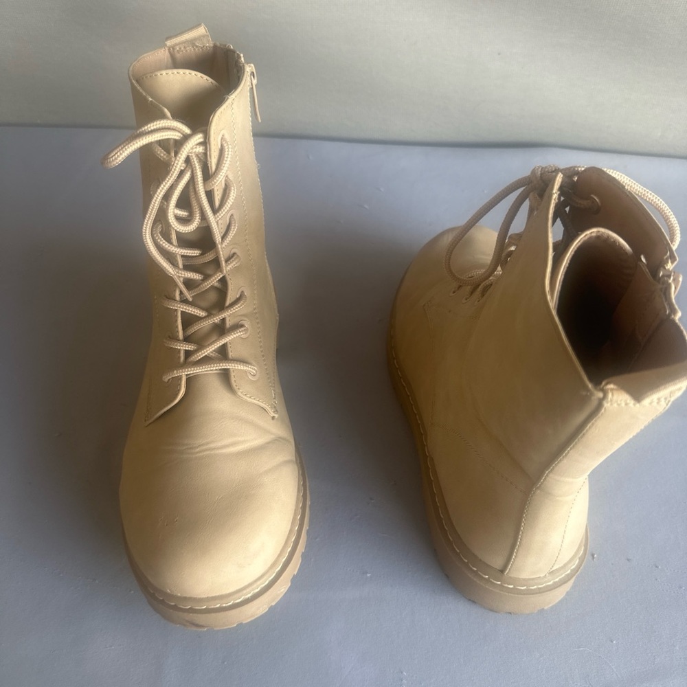 Torrid Tan Lace-Up Combat Boots. Size 12WW